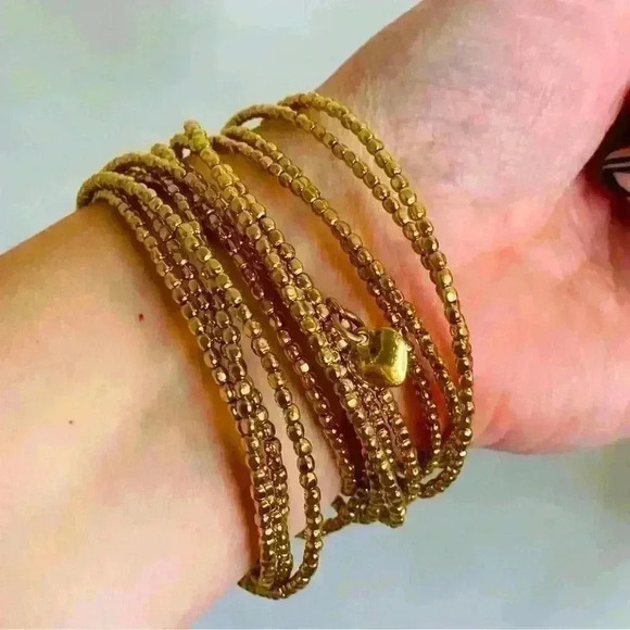 Stella & Dot Gold-Tone Multi Strand Wire Beaded Wrap Bracelet - Picture 2 of 3